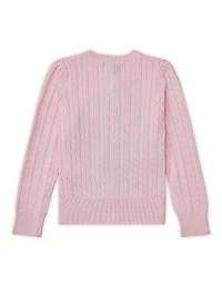 Girl's Cable-Knit Cotton Cardigan