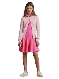 Girl's Cable-Knit Cotton Cardigan