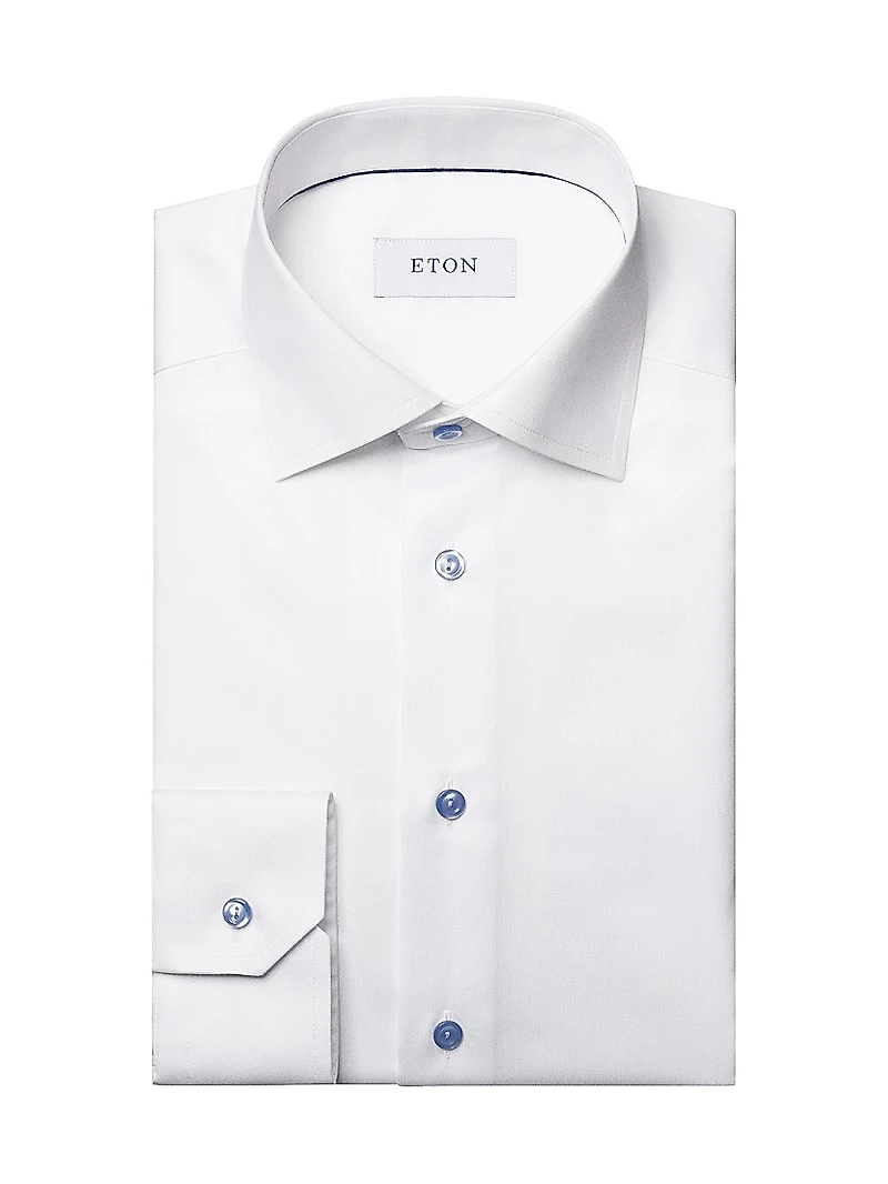 Contemporary-Fit Twill Dress Shirt with Blue Details