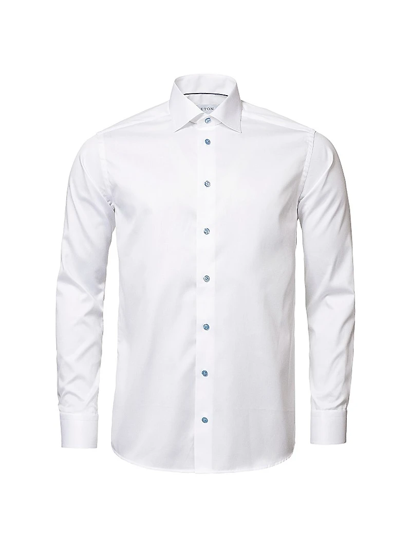 Contemporary-Fit Twill Dress Shirt with Blue Details