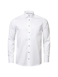 Contemporary-Fit Twill Dress Shirt with Blue Details