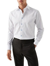 Contemporary-Fit Twill Dress Shirt with Blue Details