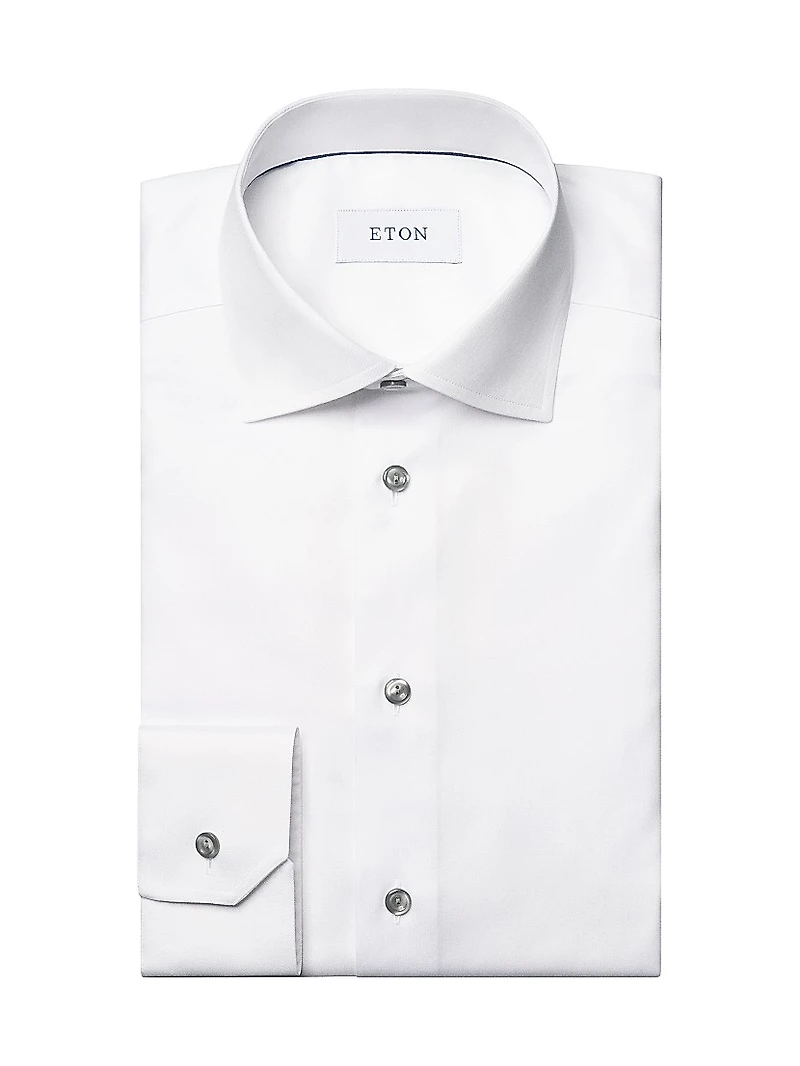 Contemporary-Fit Twill Dress Shirt with Grey Details