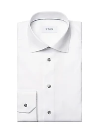 Contemporary-Fit Twill Dress Shirt with Grey Details