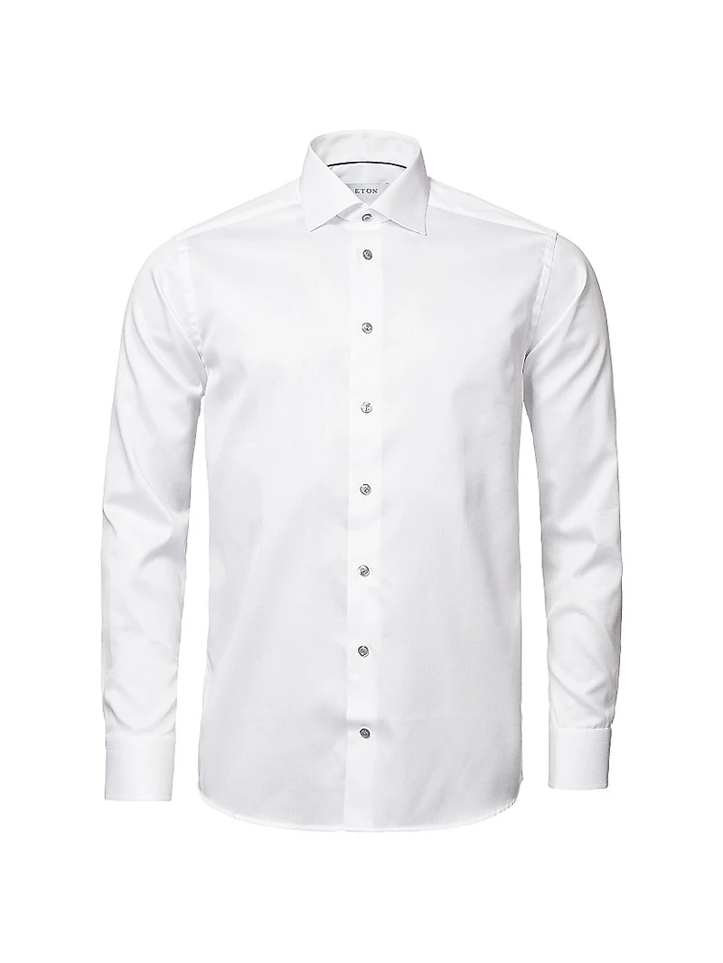 Contemporary-Fit Twill Dress Shirt with Grey Details