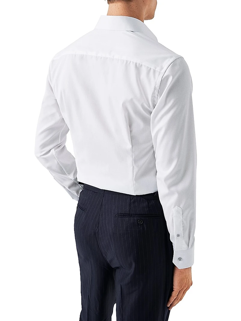 Contemporary-Fit Twill Dress Shirt with Grey Details