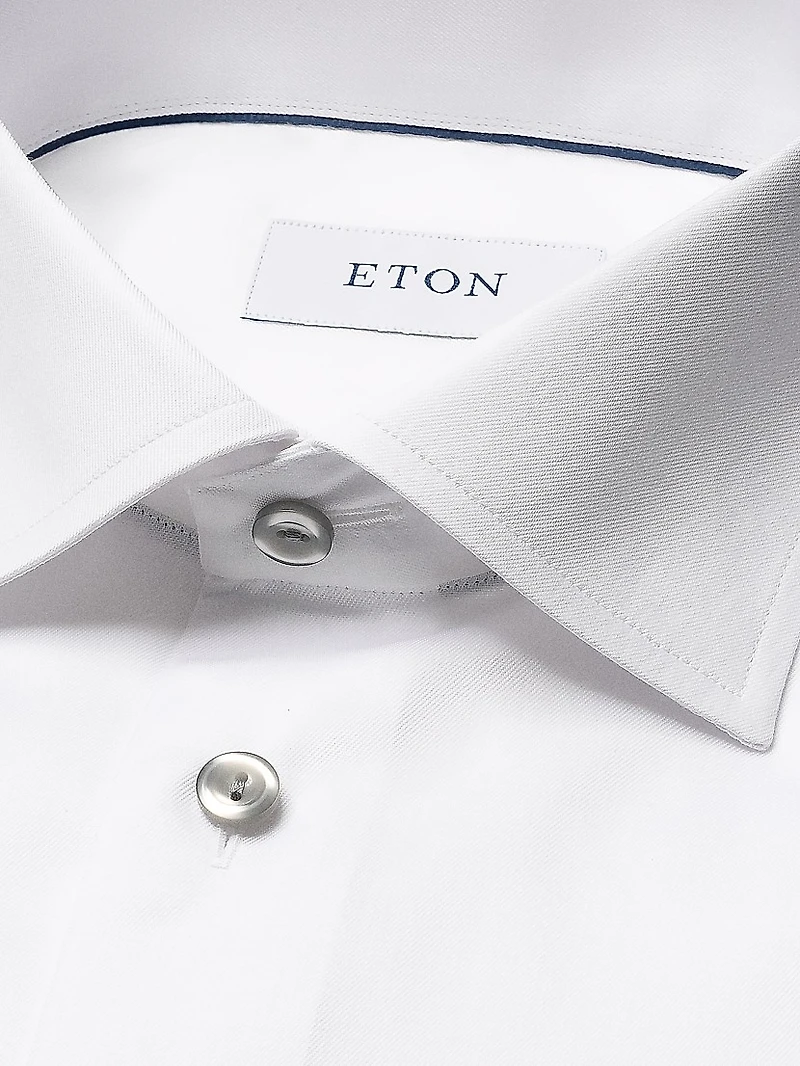 Contemporary-Fit Twill Dress Shirt with Grey Details