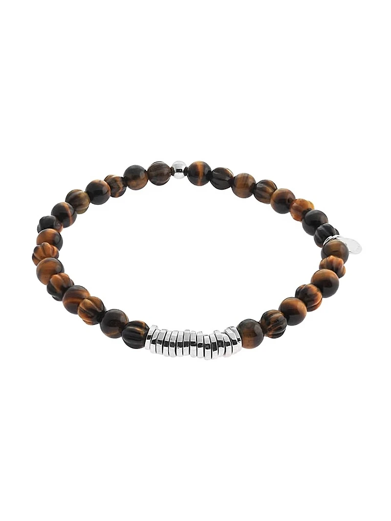 Sterling Silver & Tiger's Eye Beaded Bracelet