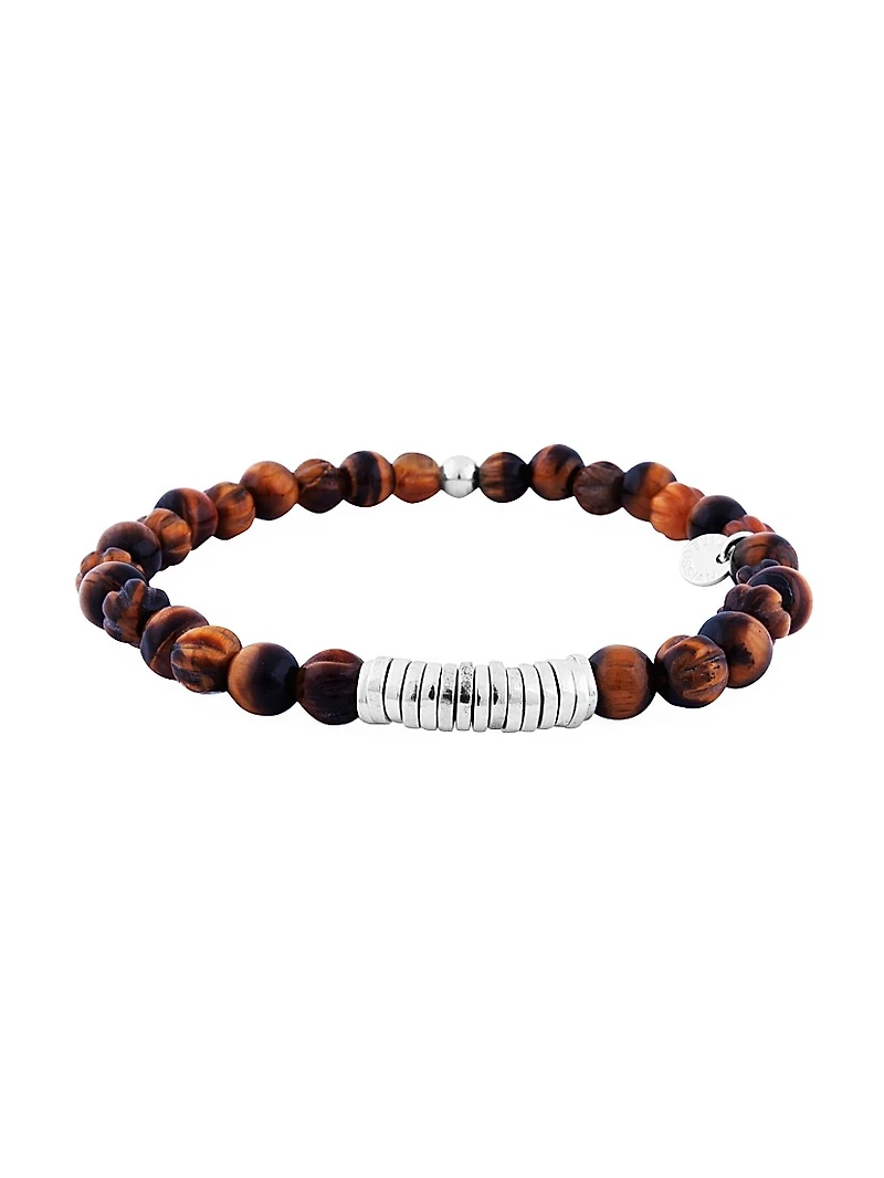 Sterling Silver & Tiger's Eye Beaded Bracelet