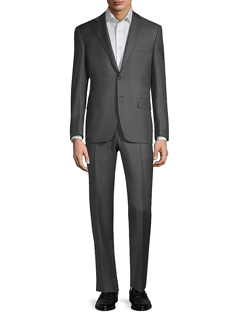 Regular Fit Solid Two-Piece Suit