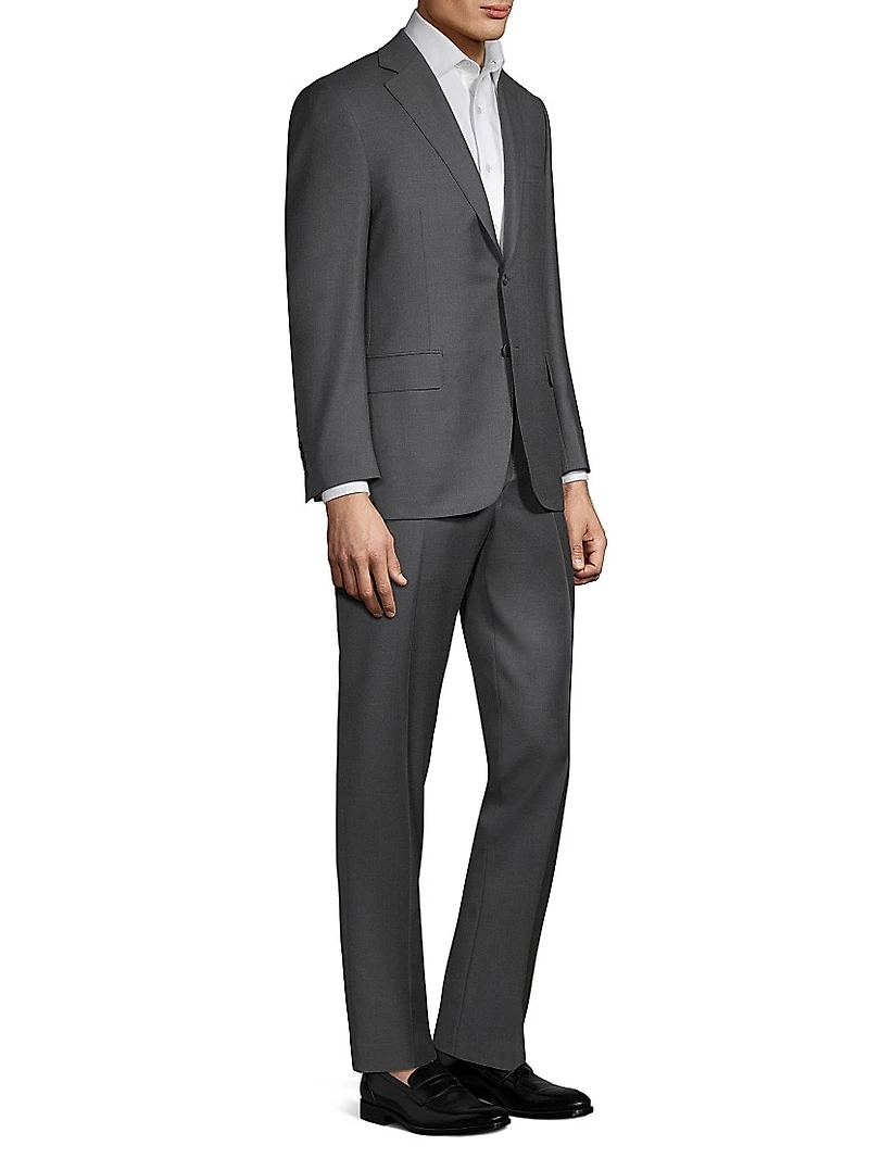 Regular Fit Solid Two-Piece Suit