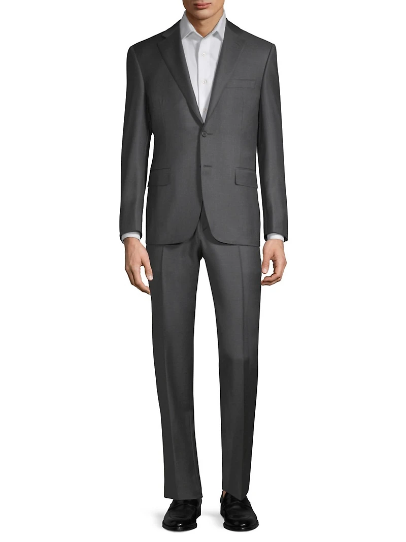 Regular Fit Solid Two-Piece Suit