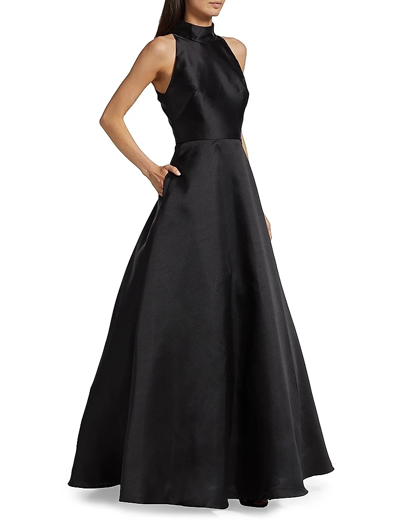 Halter Satin Ball Gown