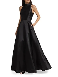 Halter Satin Ball Gown