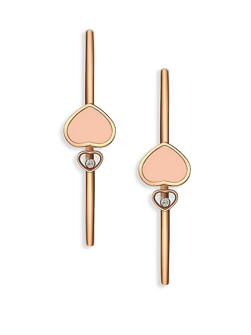 Happy Hearts 18K Rose Gold, Diamond & Rosé Stone Bangle