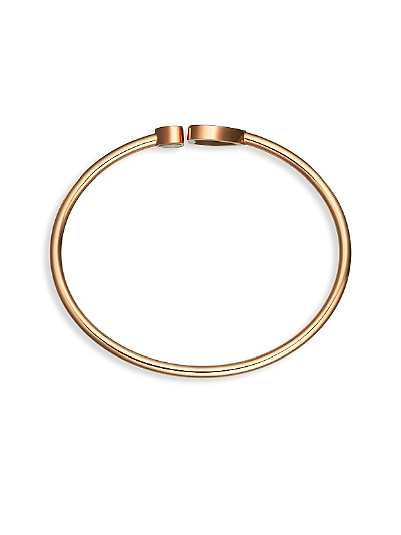 Happy Hearts 18K Rose Gold, Diamond & Rosé Stone Bangle