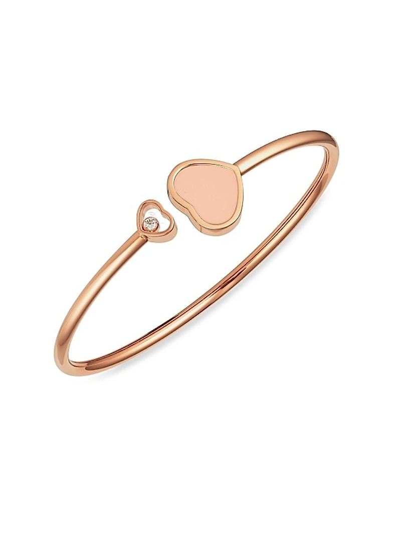 Happy Hearts 18K Rose Gold, Diamond & Rosé Stone Bangle