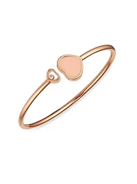 Happy Hearts 18K Rose Gold, Diamond & Rosé Stone Bangle