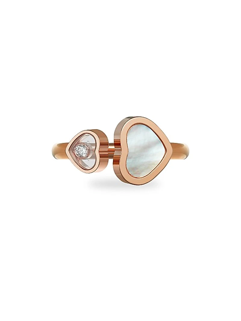 Happy Hearts 18K Rose Gold, Diamond & Mother-Of-Pearl Ring