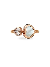 Happy Hearts 18K Rose Gold, Diamond & Mother-Of-Pearl Ring