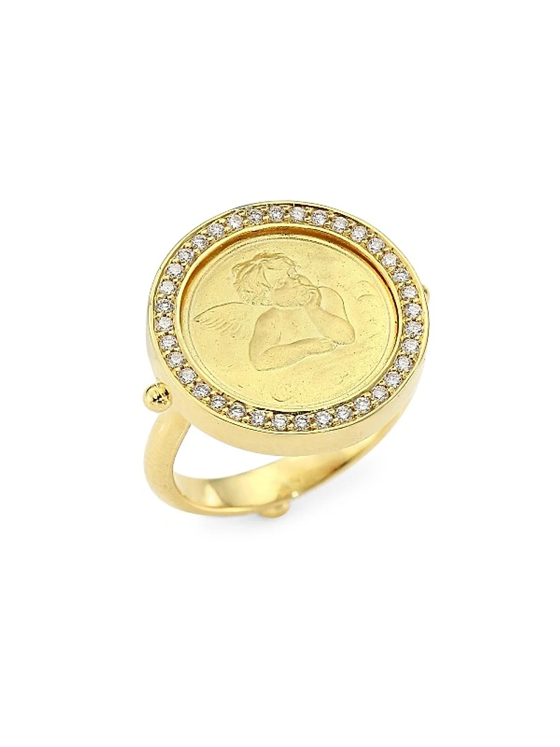 Florence86 18K Yellow Gold & 0.31 TCW Diamond Angel Medallion