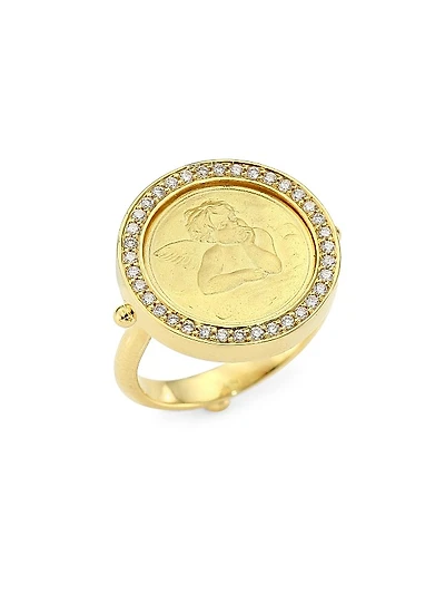 Florence86 18K Yellow Gold & 0.31 TCW Diamond Angel Medallion