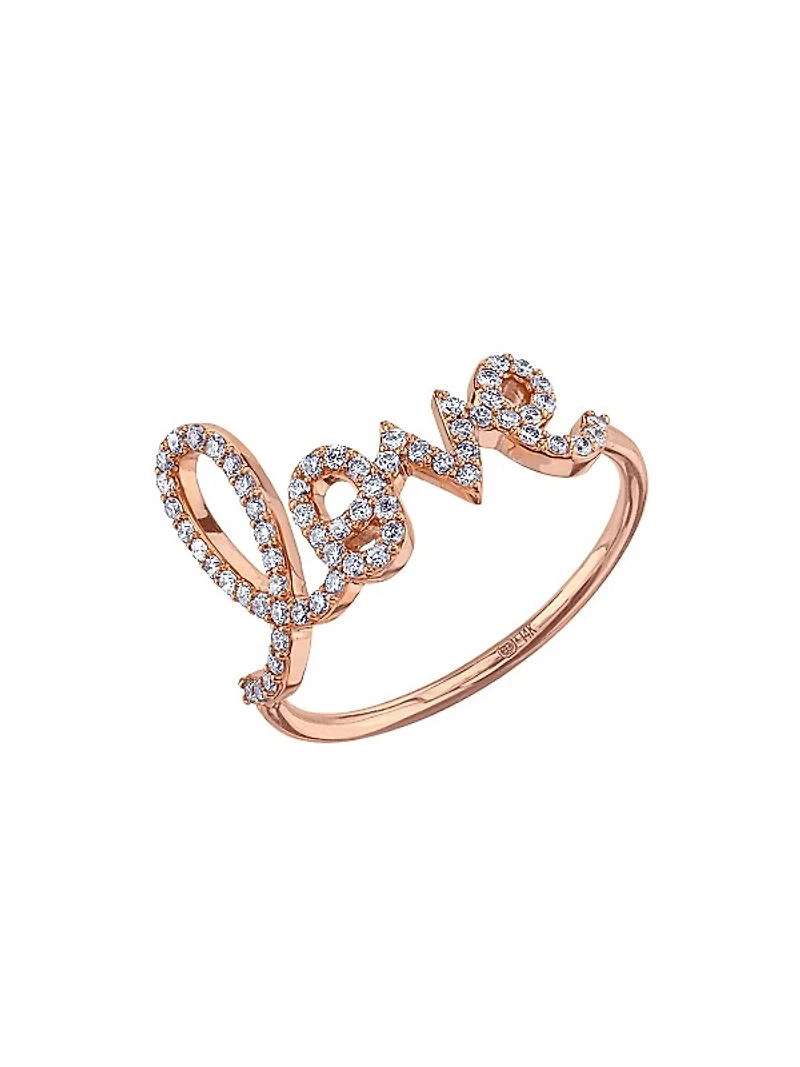 14K Rose Gold & Diamond Large Love Ring