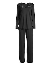 Moments Two-Piece Lace & Cotton Pajama Set