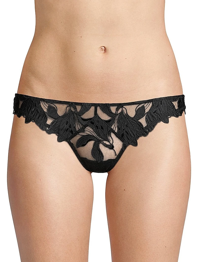 Lily Embroidered Hipster Thong
