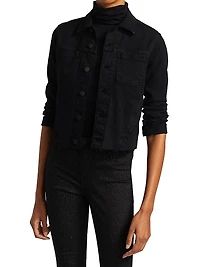 Janelle Slim-Fit Raw-Hem Denim Jacket