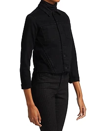 Janelle Slim-Fit Raw-Hem Denim Jacket