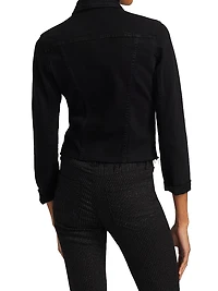 Janelle Slim-Fit Raw-Hem Denim Jacket