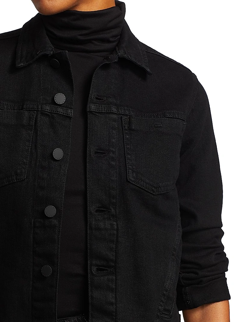 Janelle Slim-Fit Raw-Hem Denim Jacket