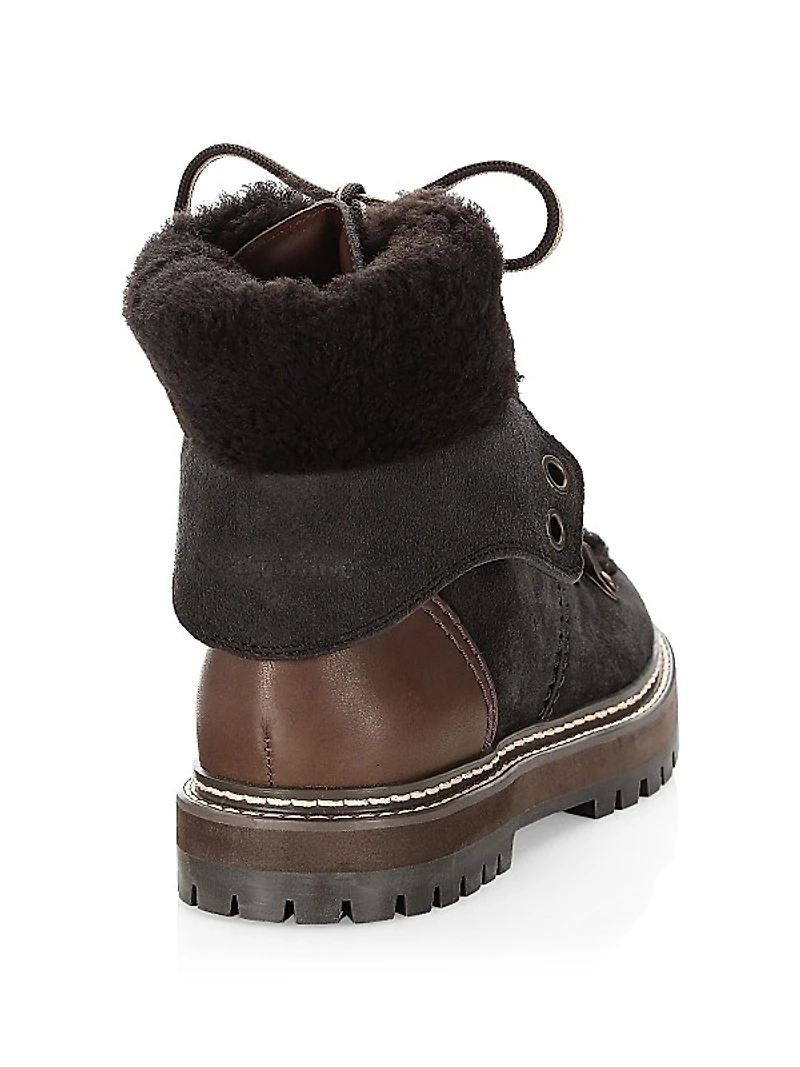 Eileen Lace-Up Shearling-Lined Ankle Boots