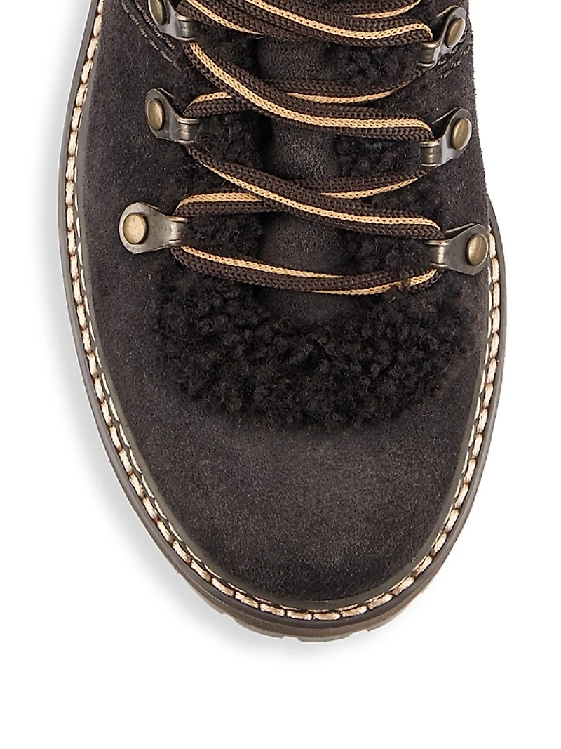 Eileen Lace-Up Shearling-Lined Ankle Boots