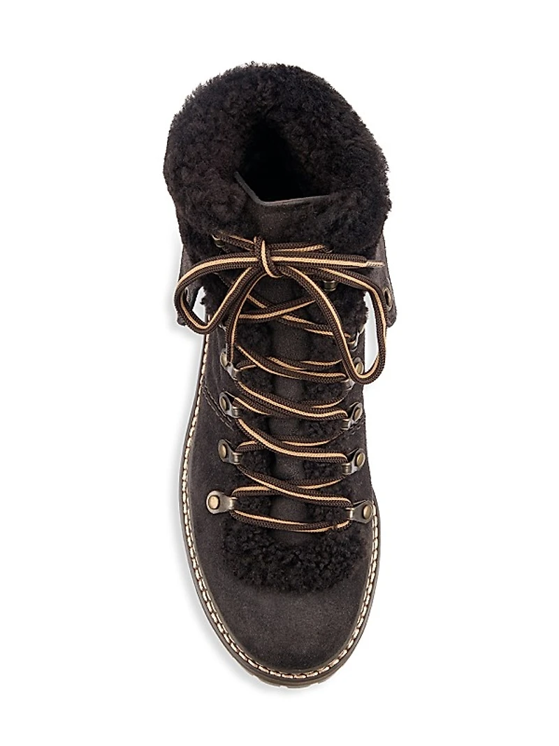 Eileen Lace-Up Shearling-Lined Ankle Boots