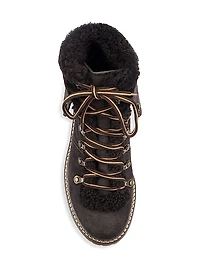 Eileen Lace-Up Shearling-Lined Ankle Boots