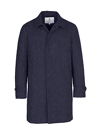Herringbone Wool & Cashmere Down Three-Quarter Length Coat