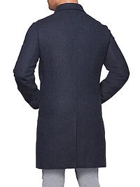 Herringbone Wool & Cashmere Down Three-Quarter Length Coat