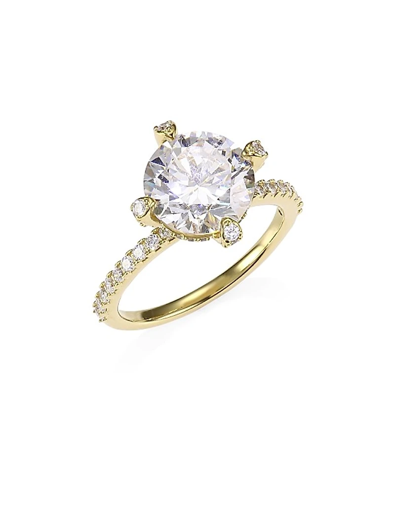 18K Yellow Goldplated Sterling Silver Framed Round Ring