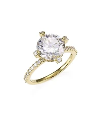 18K Yellow Goldplated Sterling Silver Framed Round Ring