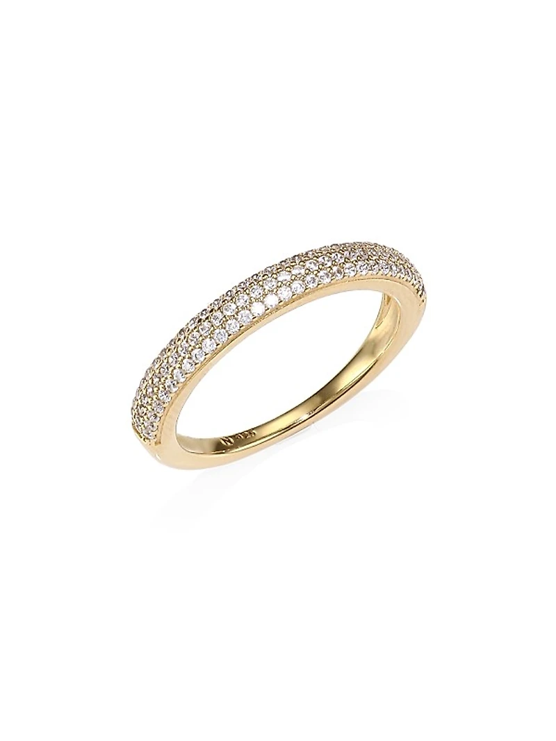 18K Yellow Goldplated Sterling Silver Thin Pavé Band
