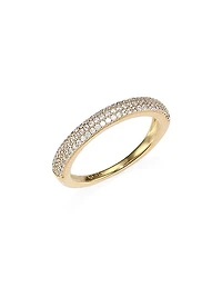 18K Yellow Goldplated Sterling Silver Thin Pavé Band
