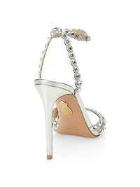 Tequila Crystal-Embellished Metallic Leather Sandals