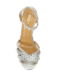 Tequila Crystal-Embellished Metallic Leather Sandals