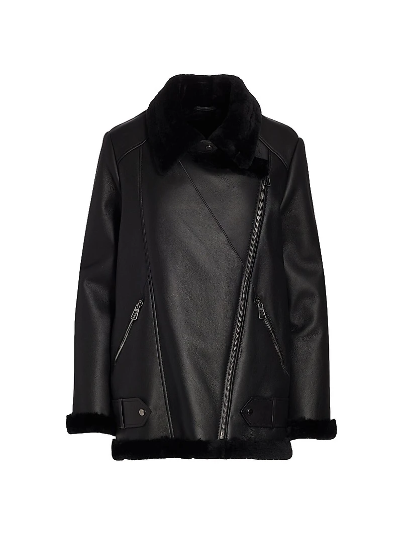 Shearling Lamb & Nappa Leather Moto Jacket