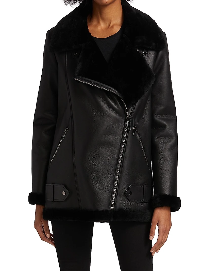 Shearling Lamb & Nappa Leather Moto Jacket