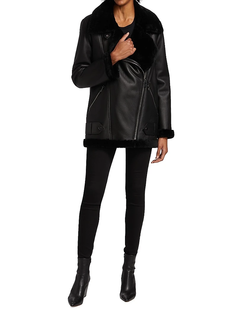 Shearling Lamb & Nappa Leather Moto Jacket