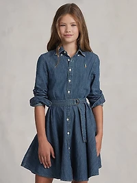 Little Girl's & Belted Denim Shirtdress
