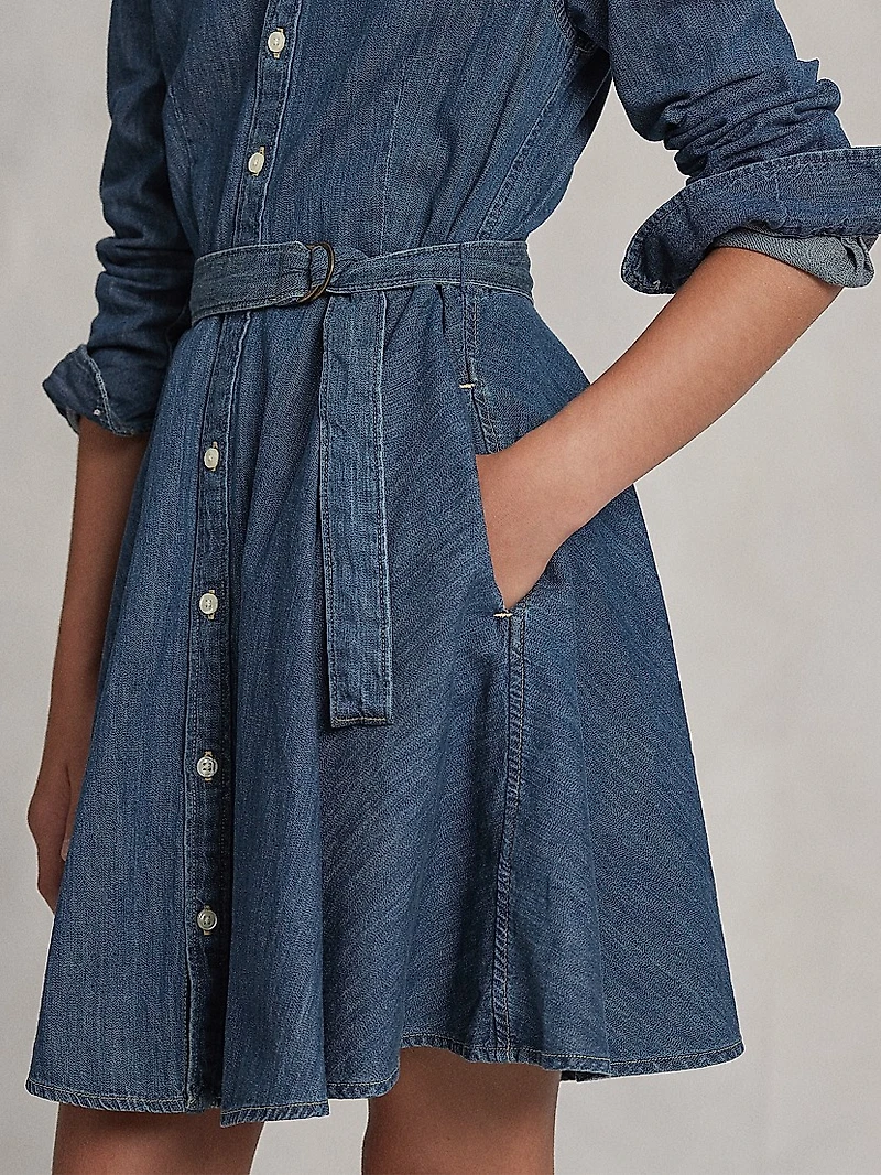 Little Girl's & Belted Denim Shirtdress